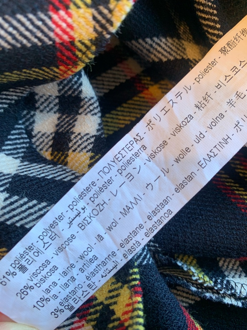 Zara Woman Black Plaid Top with Yellow and Red Accents - Picture 5 of 16